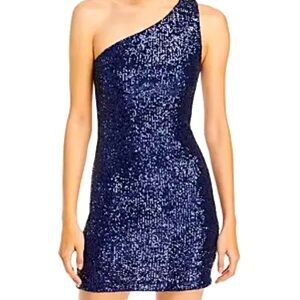 Aqua blue sequin cocktail dress